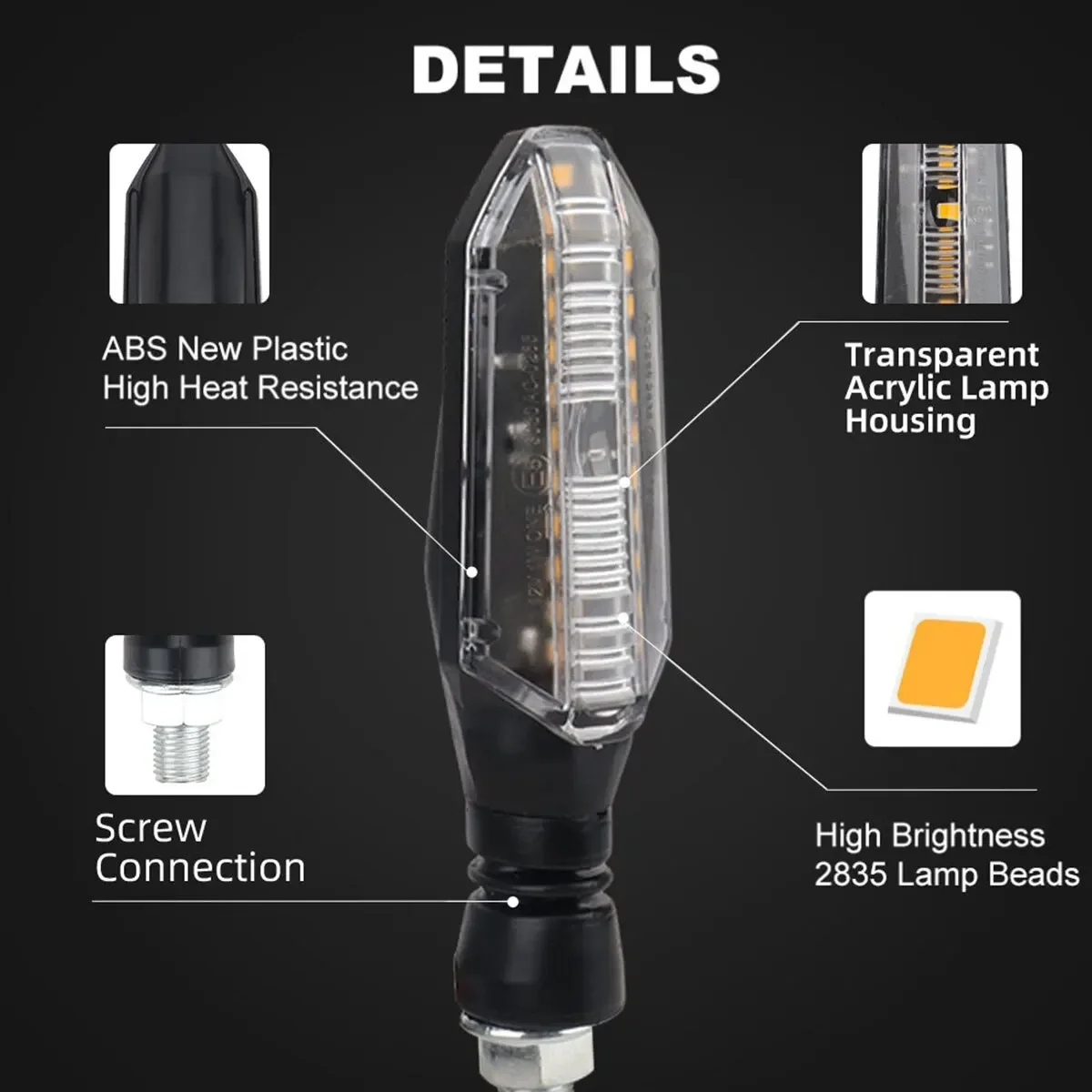 Motorcycle LED Turn Signals Amber Flowing Water Turn Signal Indicator Lamp Moto Flashing Blinker Taillights for Honda Yamaha image 2