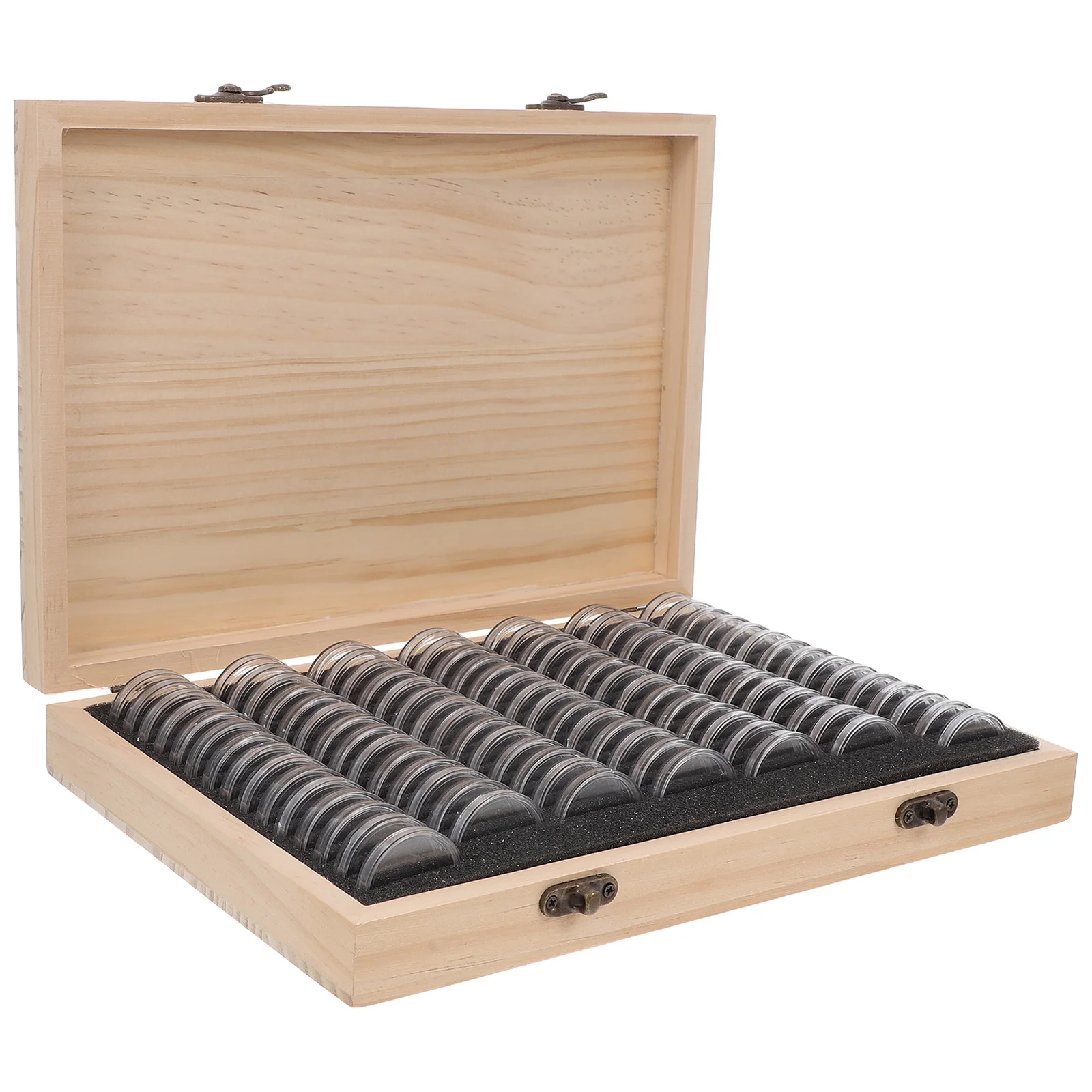 

Coin Display Box Wooden Storage Case Adjustable Eva Rings Secure Lock For Coins Organizer Container Holder Collection