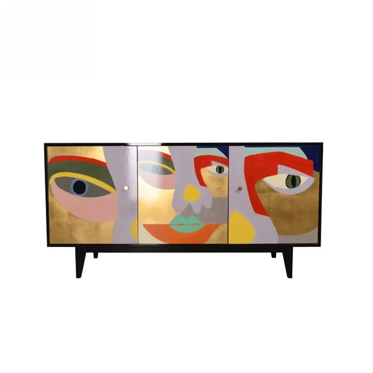 

Nordic wooden bedroom Japanese-style living room furniture Modern custom pattern solid wood storage decorative cabinet