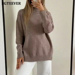 BGTEEVER Fashion Turtleneck Sweaters Women Autumn Winter Warm Pullovers Long Sleeve Loose Ladies Knitting Jumpers