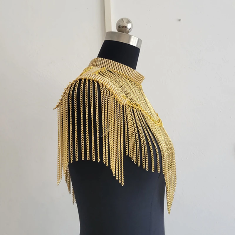 Y2K Damen-Tanktop mit Quasten und Körperkette, sexy hochgeschlossene Weste für Nachtclub, Party, Festival, Schmuck-Accessoire-Outfits – Detail 6