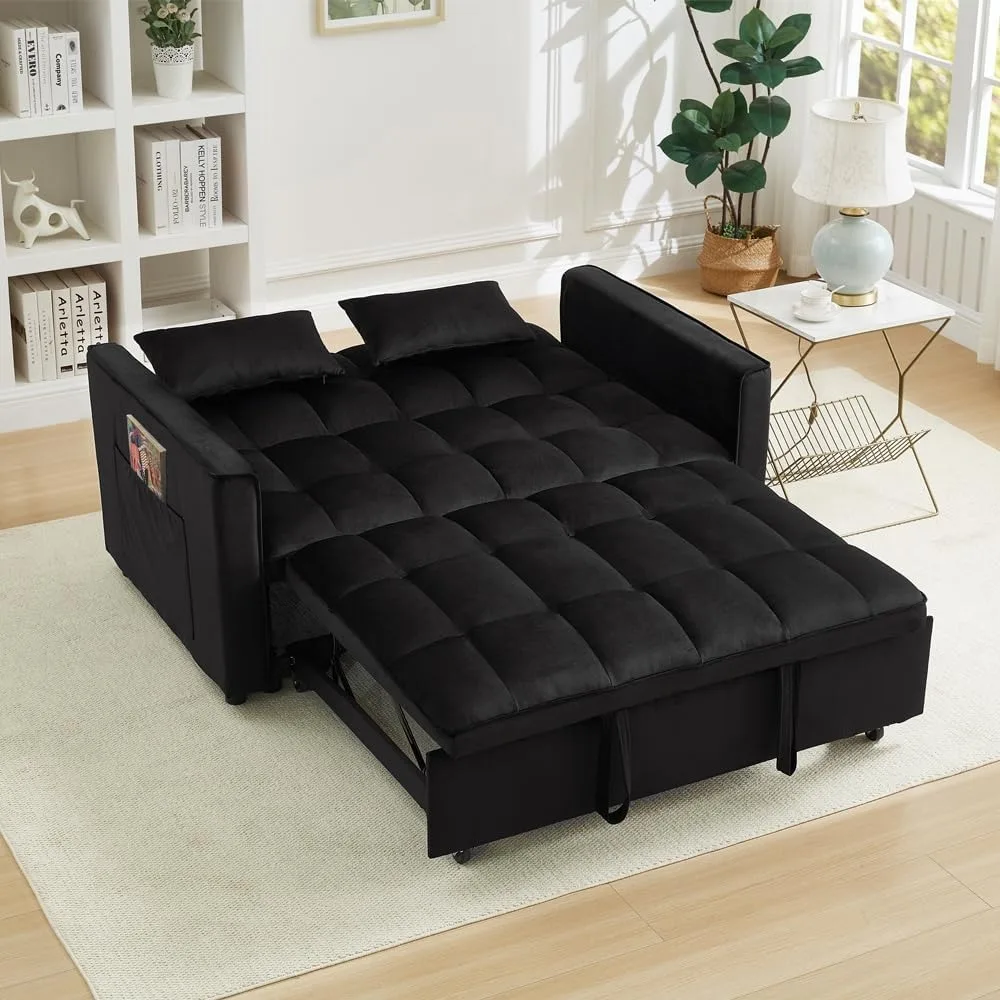 Convertible Loveseat Sleeper Sofa Bed for Small Spaces, 3-in-1 Pull-Out Couch with Modern Design