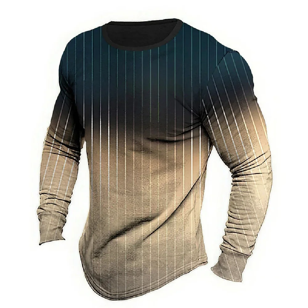 

2024 Fashion Simplicity Funny Gradient Print Men Long Sleeve T-shirt Casual O-neck Loose Tees Autumn Pullover Vintage Clothing