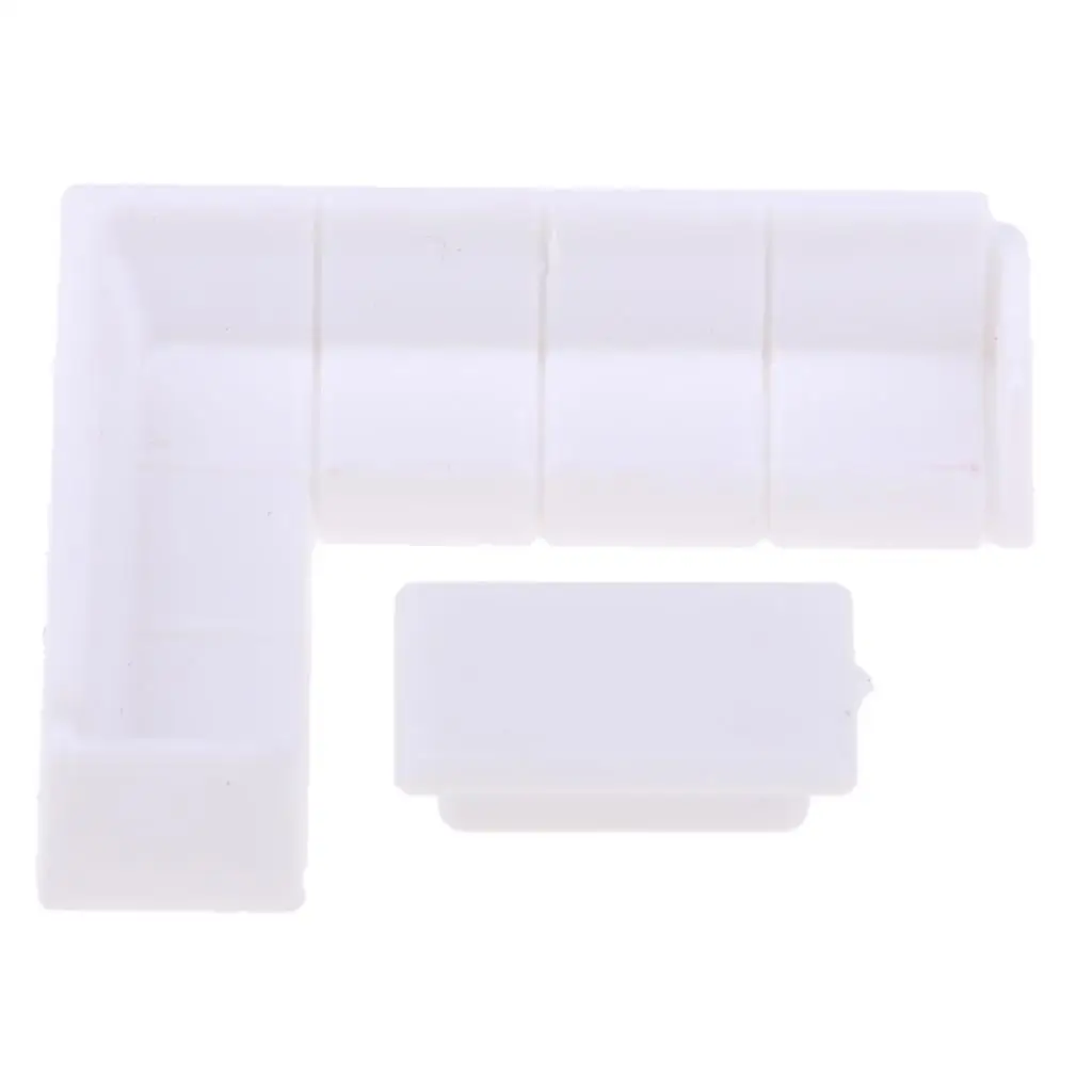 2-6pack White Plastic Sofa Tea Table Set for Dollhouse Furniture DIY