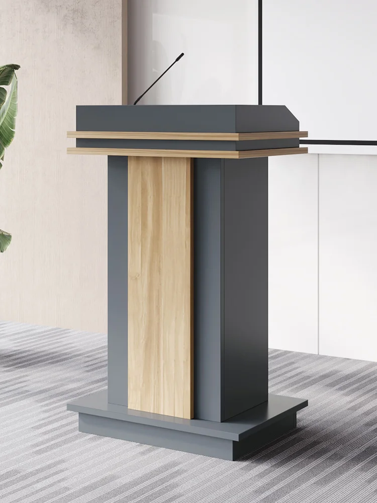 Welcome reception desk Lecture desk Shopping guide Consultant presiding over the conference podium table