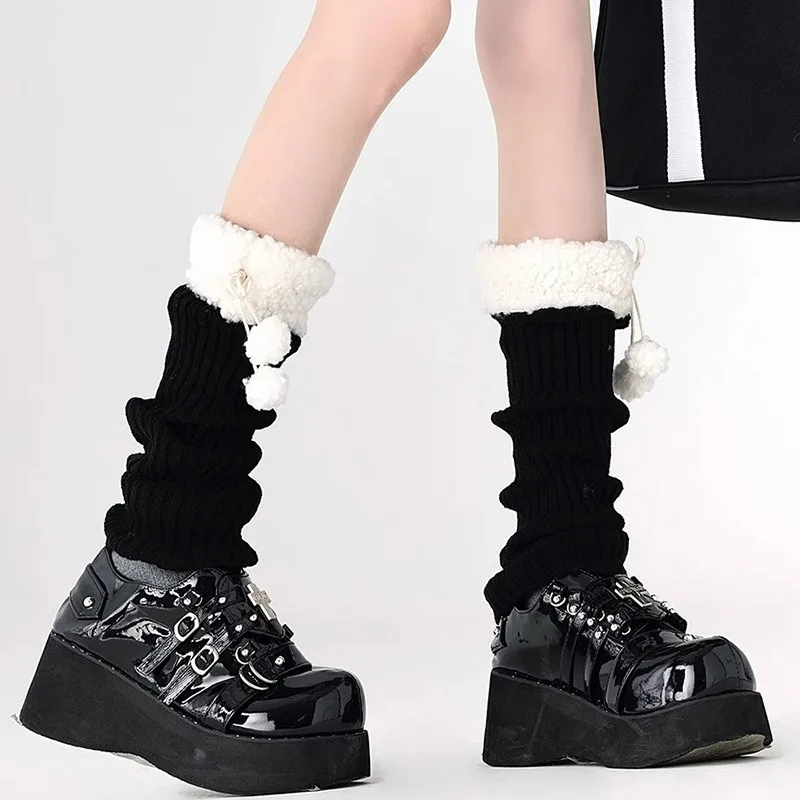 جوارب السيقان الجوارب مرنة محبوك غطاء للقدم لوليتا تدفئة الساق الاكريليك الدافئة الساق الجوارب لخريف ارتداء الأنشطة في الهواء الطلق الشتاء #6