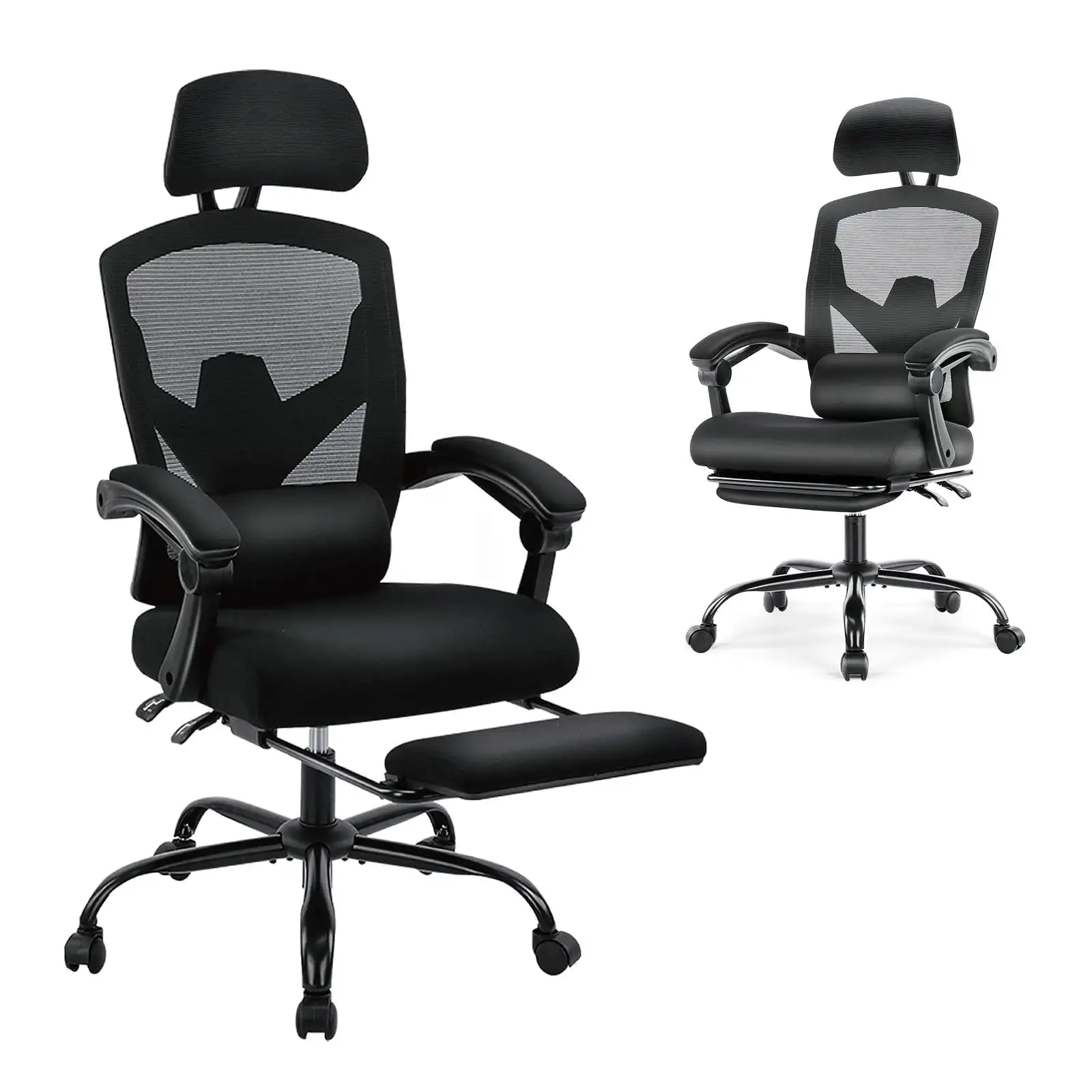 

Ergonomic High Back Office Chair with Reclining & Lumbar Support, Swivel, Headrest, Footrest, Padded Arms,