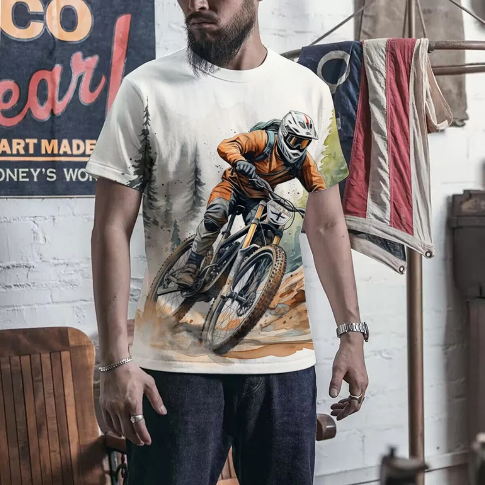 

2025 Trendy T-Shirt 3D Print Mountain Bike Short Sleeve Clothing Men's Women's Casual Summer Round Neck T-Shirt Men's Clothing