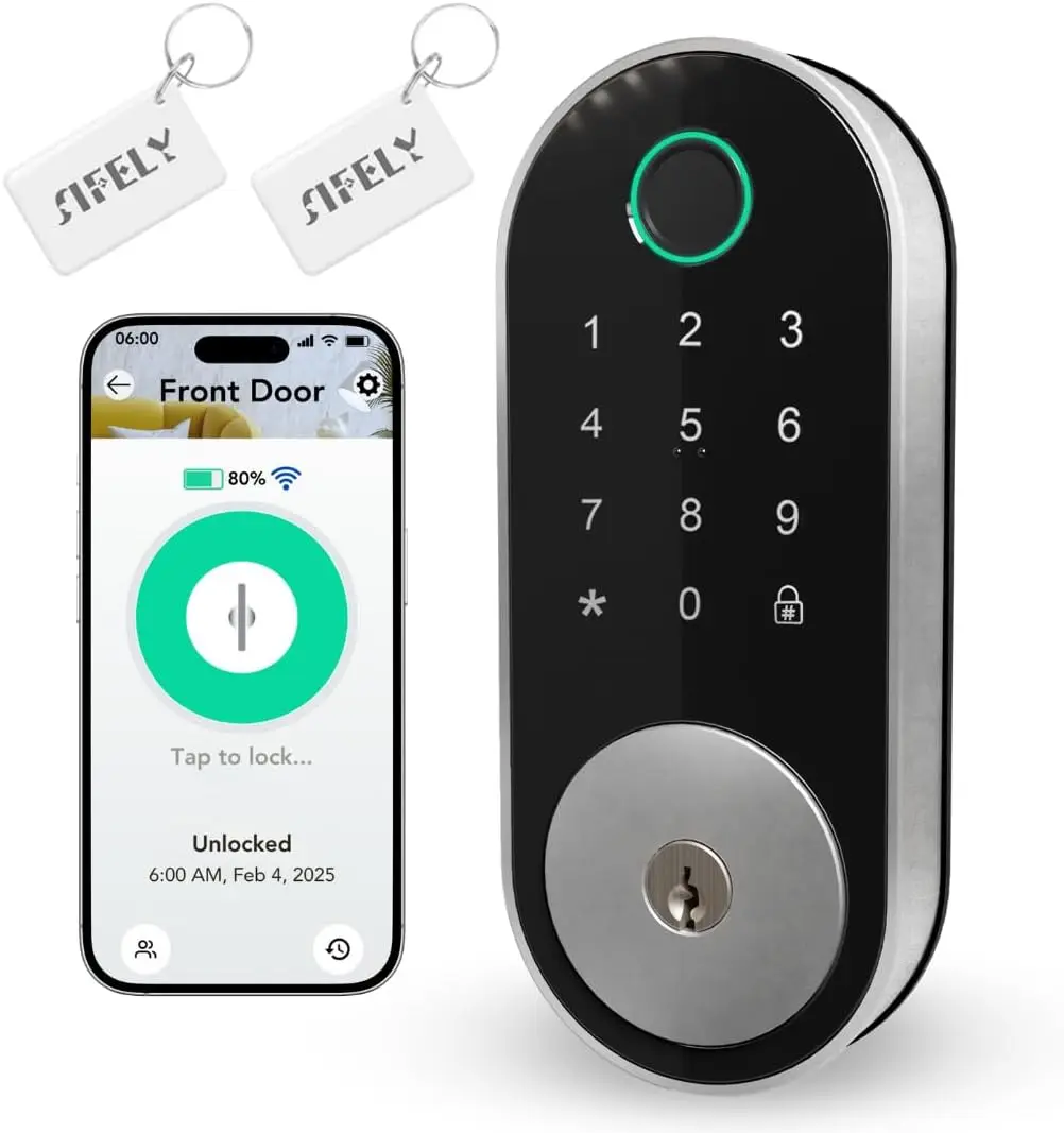 

Built-in WiFi Smart Deadbolt with Keypad – Keyless Entry, Remote App Access, Auto Lock, Alexa & Google Compatible, DIY Setup