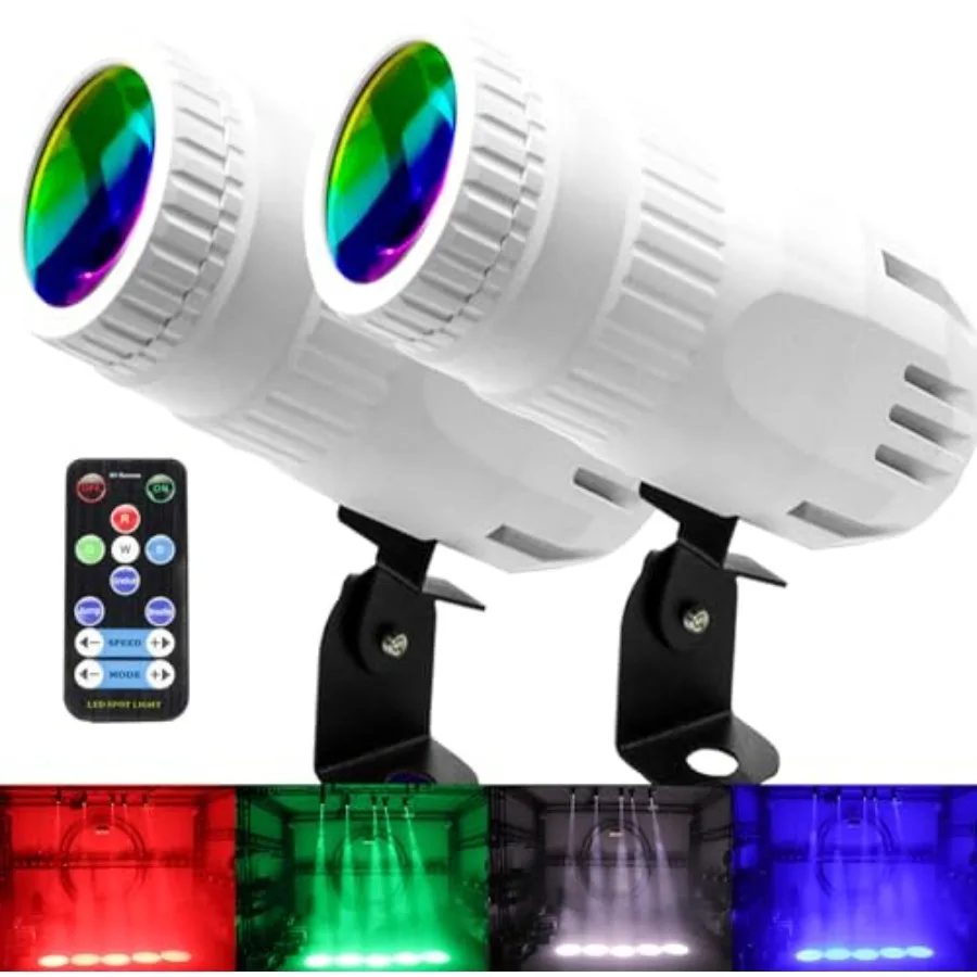 4 in 1 Small Spotlight Mini RGBW LED Beam Spot Lights Stage Effect Lighting LED Beam Pinspot Light for Mirror Ball Club Party B
