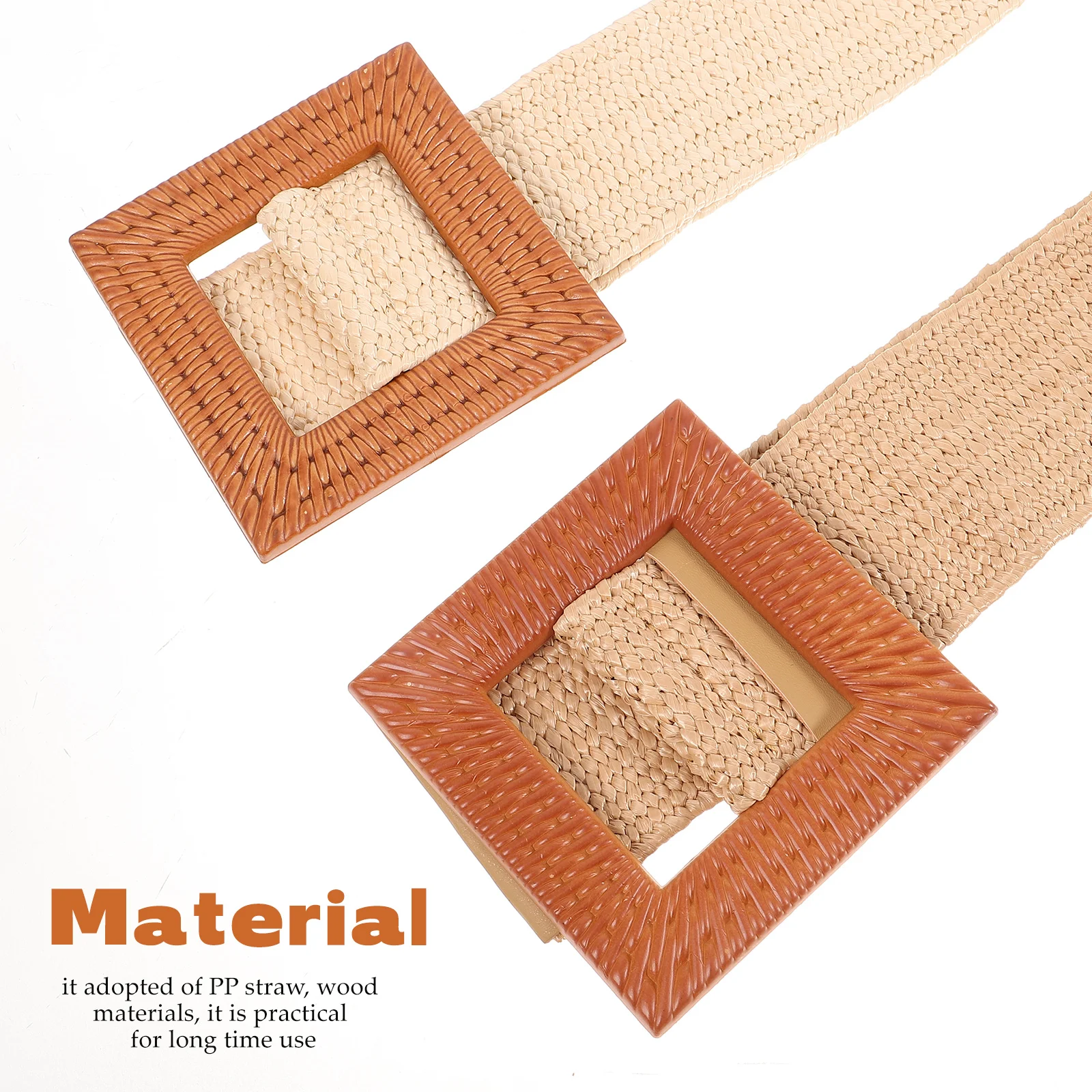 

2 Pcs Braided Belt Waist Dress Women for Clothing Dresses Wide Wooden Buckle Fashion Belts Boho Women's