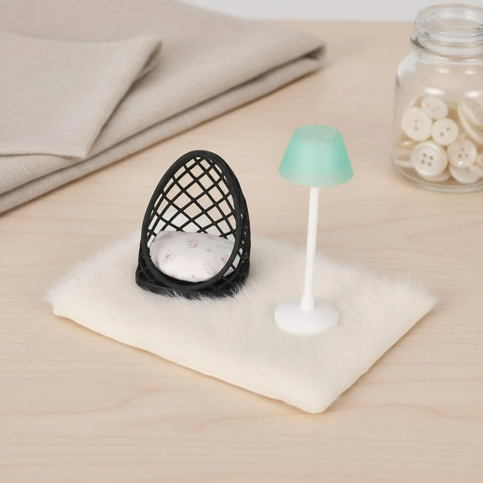 

Miniature Living Room Set Scene Prop Dollhouse Chair and Lamp Set Miniature Oval Chair for Hobbyists