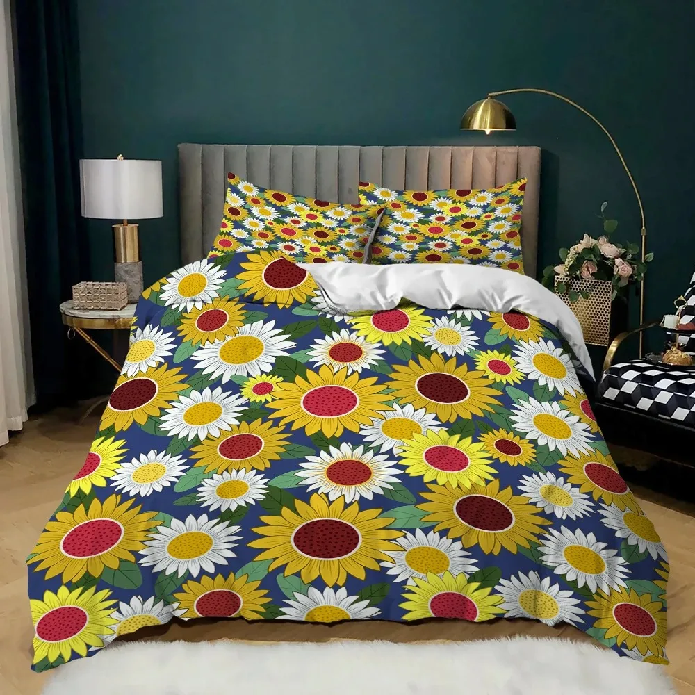 

Flower Themed Colourful Flower Comfortable Duvet Quilt Cover Pillowcase Bedding Set Children Bedroom Decoration Home Textile