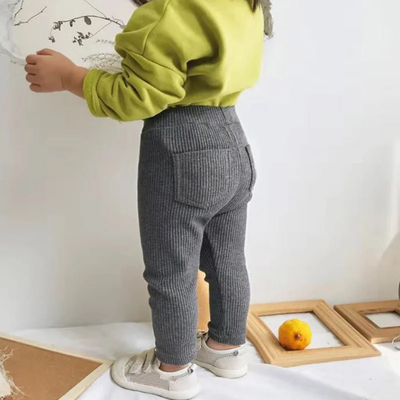 Children's Pants For Girls Boys Solid Big PP Kids Pants Spring Autumn Baby Toddler Long Trousers Casual Kid Trouser 1-6Years Old