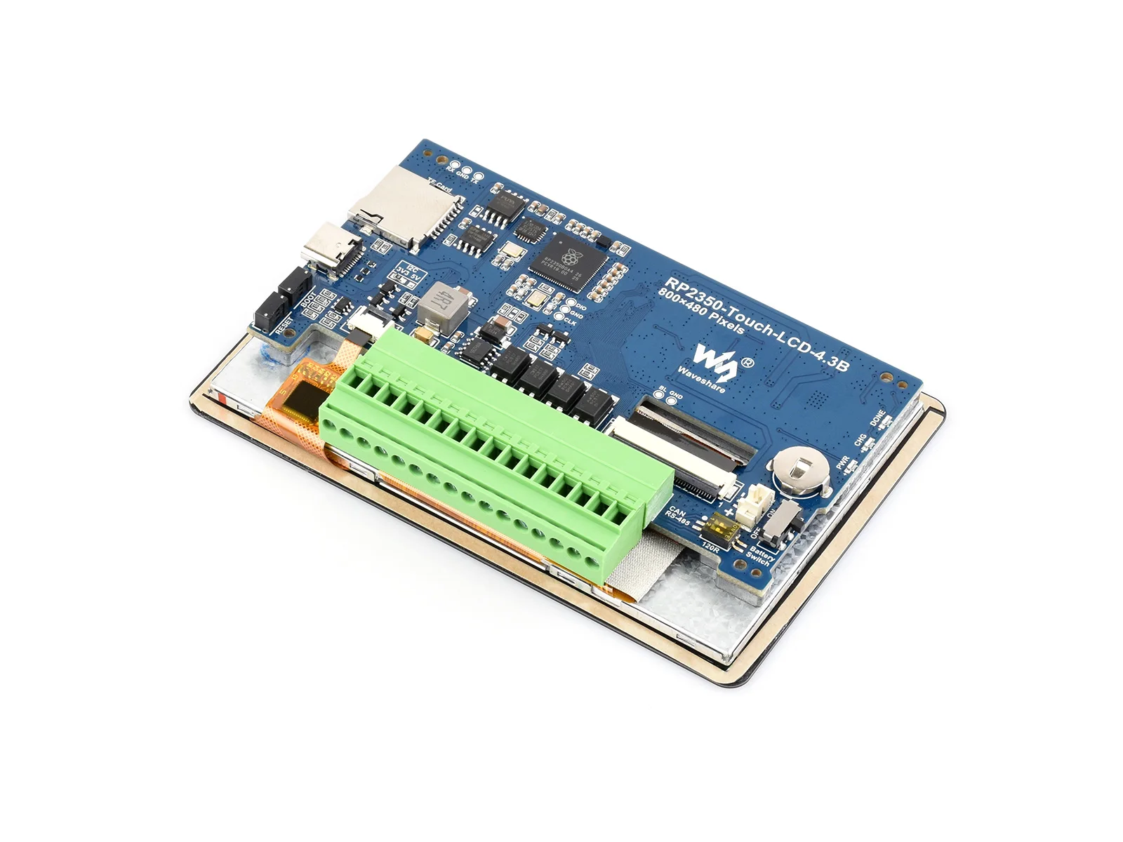 Waveshare RP2350 4.3inch Capacitive Touch Display Development Board, 800×480, 65K Color,Dual-core And Dual-architecture view 4