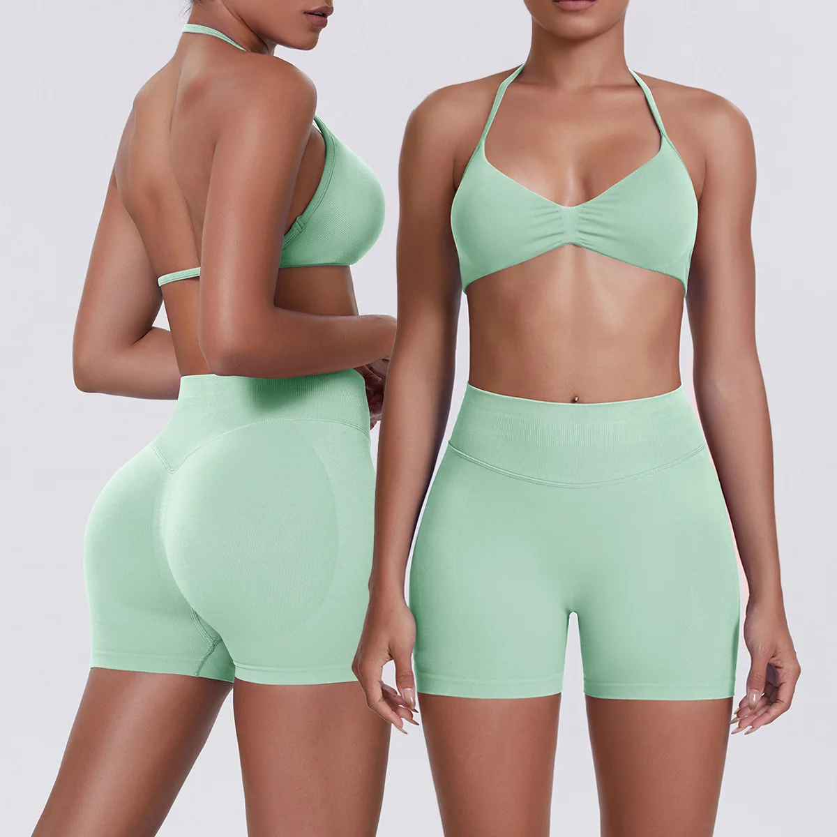 Women 2 Piece Gym Set Yoga Push Up Fitness Wear Tracksuit Nude Feeling Workout Running Sportswear Sport Bra Shorts Suit XS-2XL