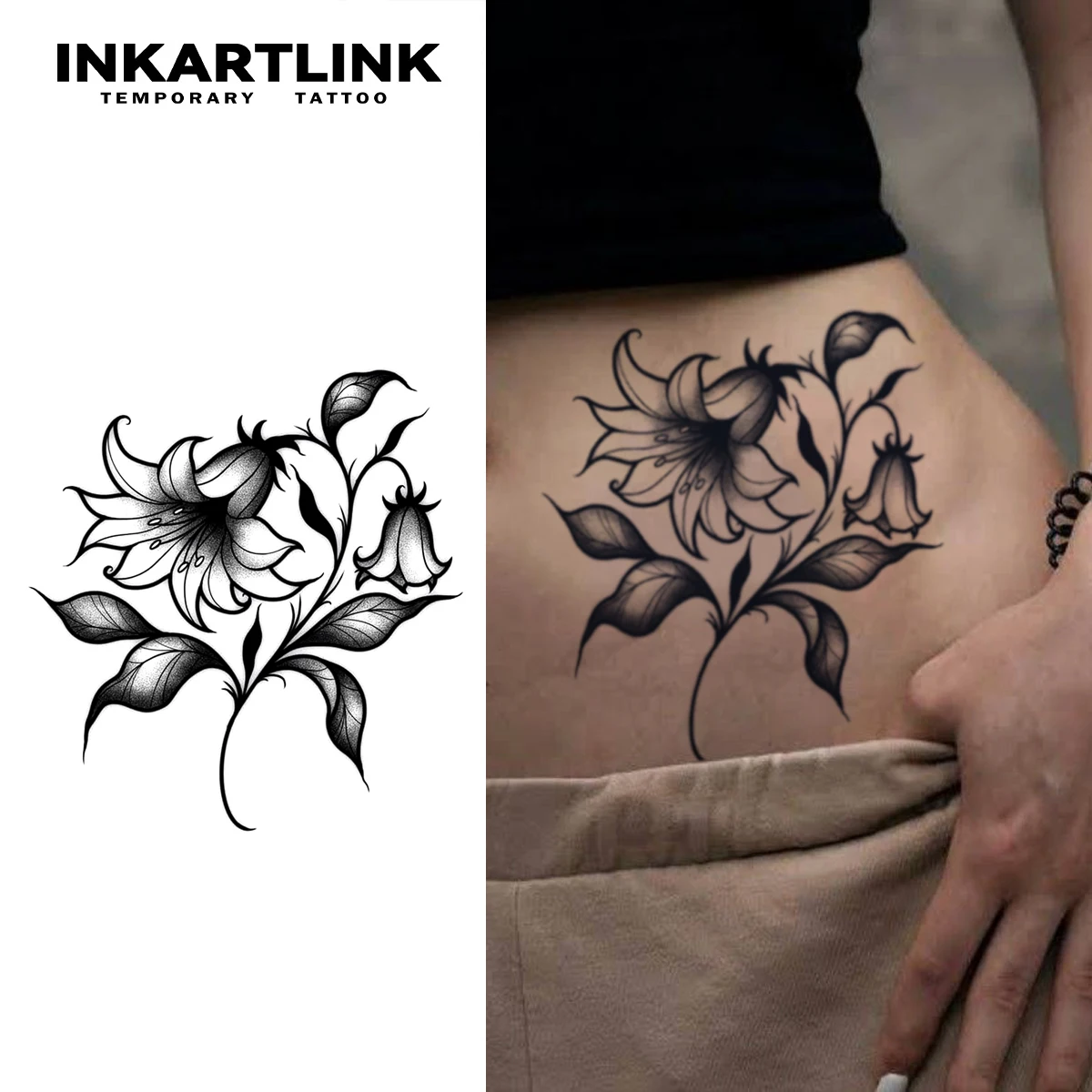 

INKARTLINK Realistic Flower Morning Glory Tattoo Stickers Waterproof Temporary Tattoo Color Holding for 1-2 Weeks