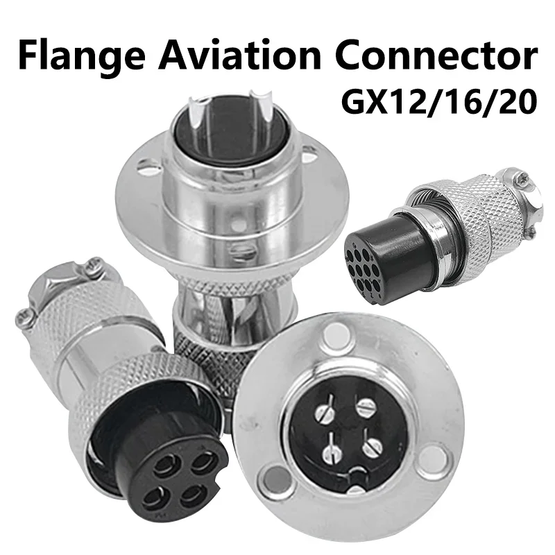 

5/10pcs GX12 aviation connector 2-14Pin flange type male and female copper plug socket, suitable for industrial automation