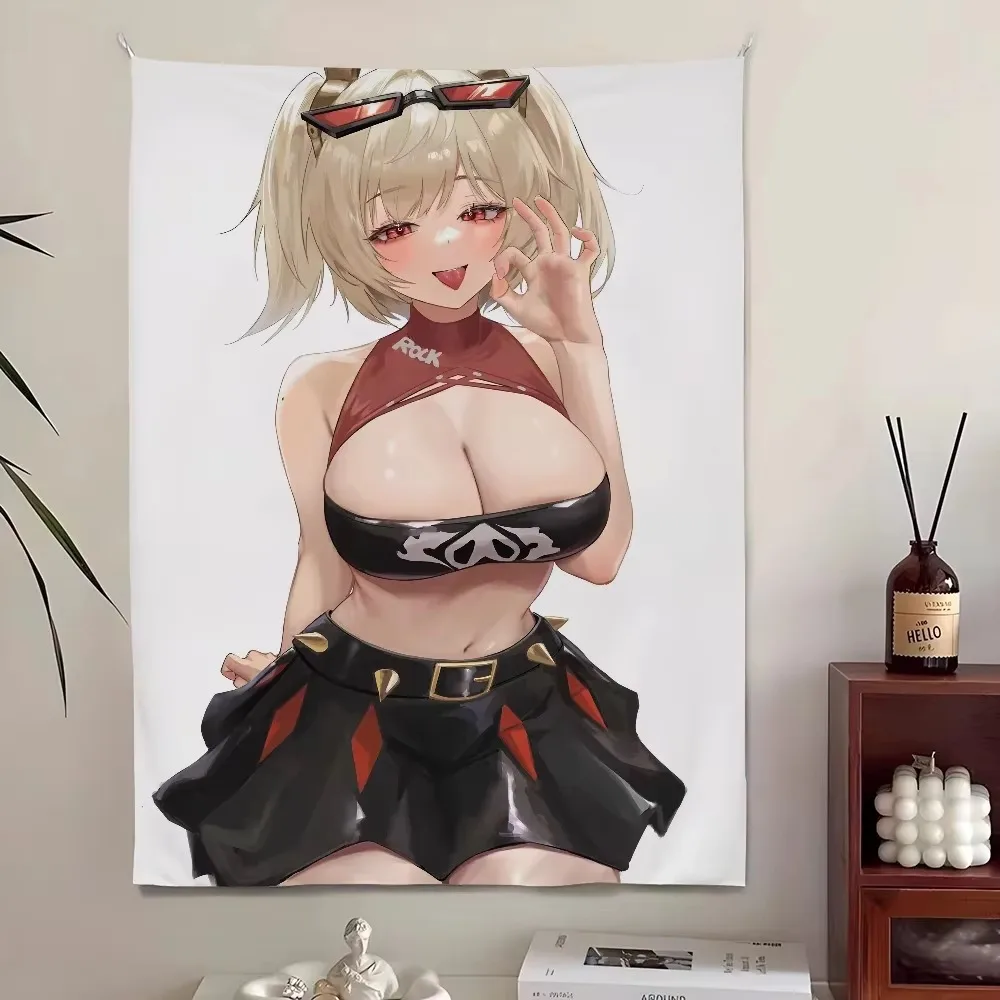 Hot Burnice Sex Zenless Zone Zero Character Tapestry, Wall Art for College Dormitory Living Room Bedroom Decoration