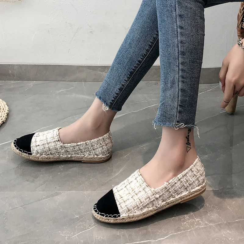 Damskie buty wsuwane płytkie usta okrągłe Toe Modis Casual damskie trampki mieszkania cały mecz Slip-on Big Size 2023 tkanina na suknię Sli