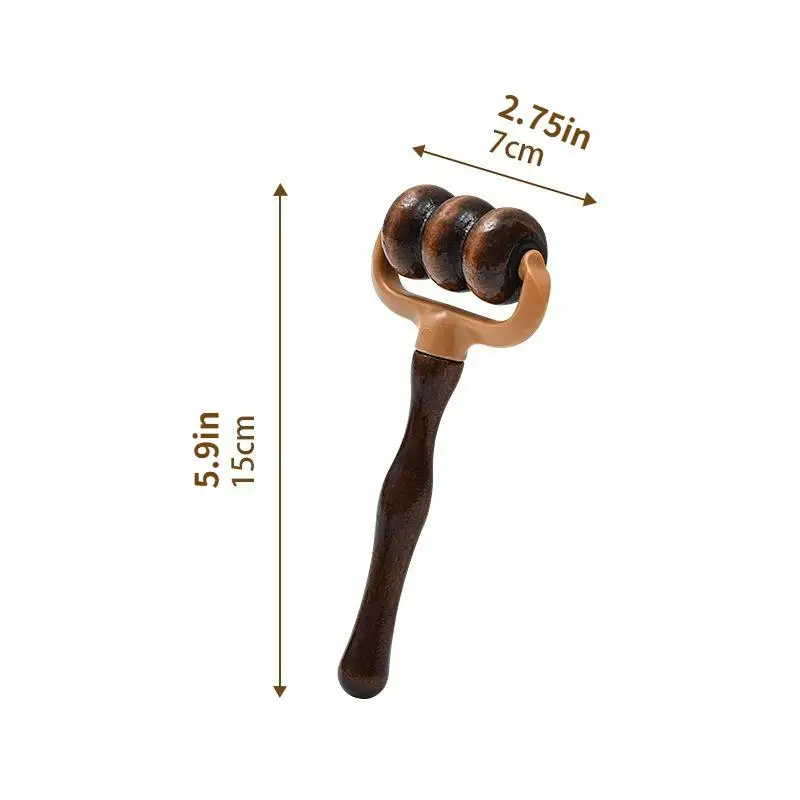 Handheld Muscle Relief For Neck, Shoulders, Head Promotes Circulation Home & Office Use Wooden Massage Roller