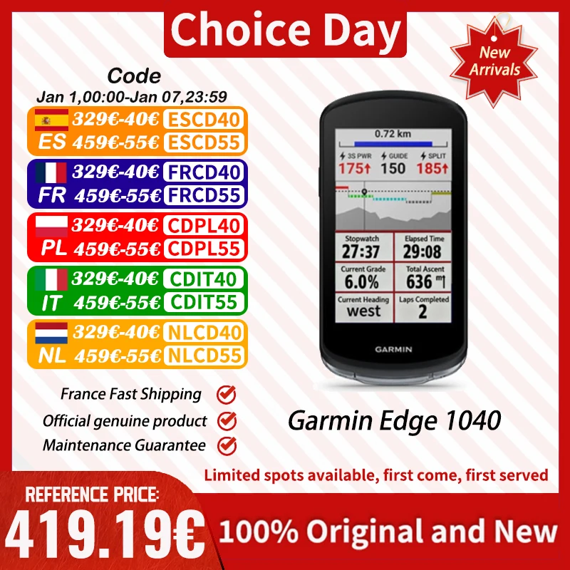 Garmin Edge 1040 ordinateur de cyclisme carte extérieure Navigation montagne route vélo odomètre étanche cyclisme Guide de puissance