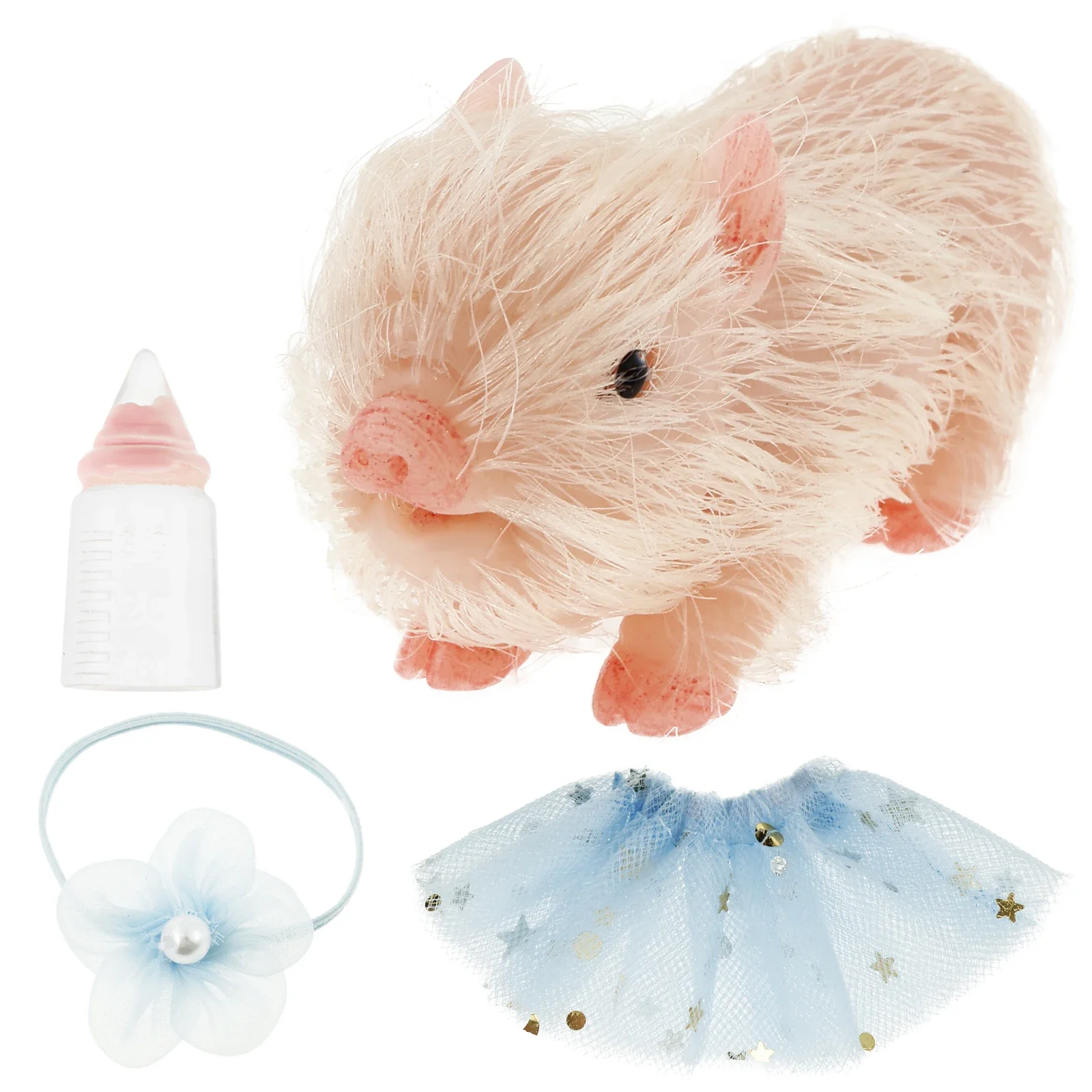 مجموعة دمى خنزير سيليكون محاكاة إبداعية مع لمسة واقعية وزجاجة إكسسوارات الملابس زخرفة دمية خنزير سيليكون ممتعة #1