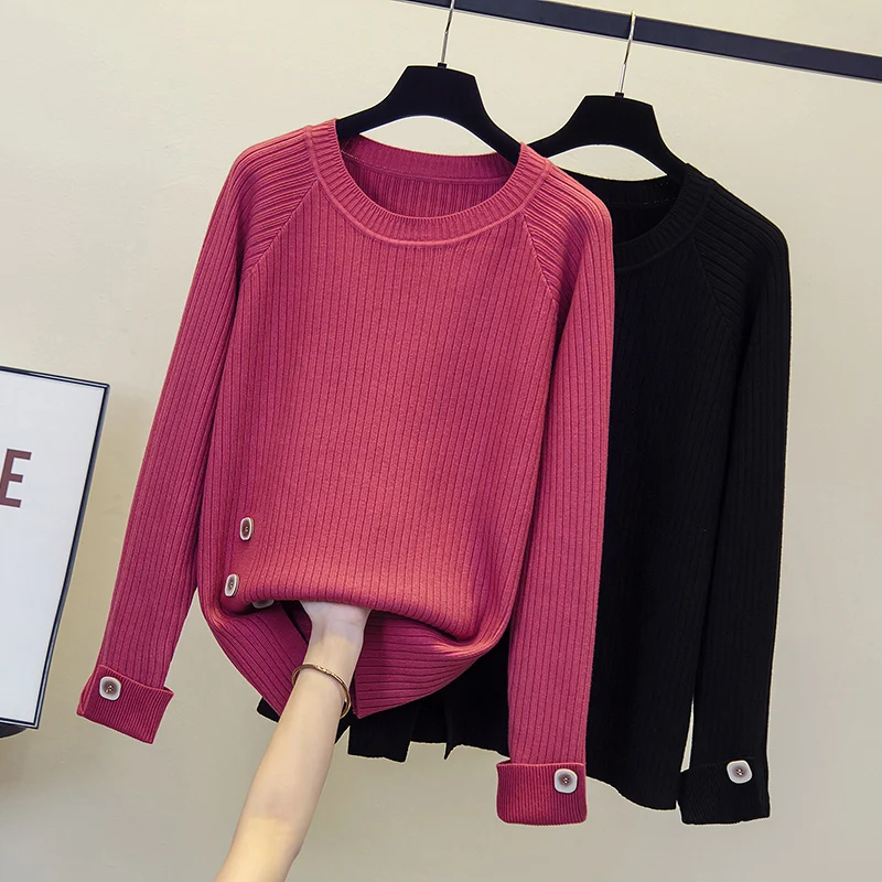 2024woman winter Thick Cashmere sweaters and auntmun knitted Pullovers High Quality Warm Female O-neck Black cheap top