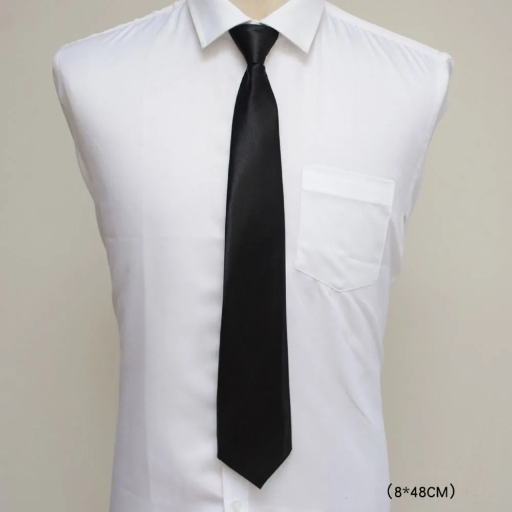 Simple Unisex Zipper Tie Solid Color Matte Finish Uniform Neck Tie Clip on Adjustable Suit Zipper Neckties For Men Women