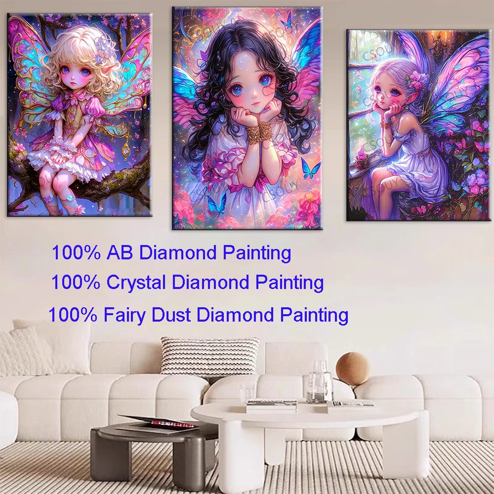 

Elven Butterfly Fairy 100% Fairy Dust Square Diy Diamond Painting Cross Stitch Embroidery Mosaic Home Decor Needlework Crystal