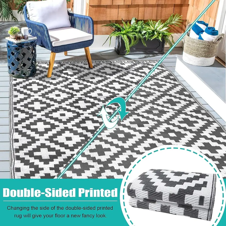 Large Waterproof Outdoor Geometric Area Rug