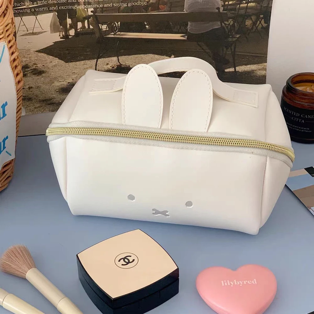 Kawaii Miffy Cute Handbag Cartoon Rabbit Portable Multifunctional High Capacity Cosmetics Storage Bag Girl Gift