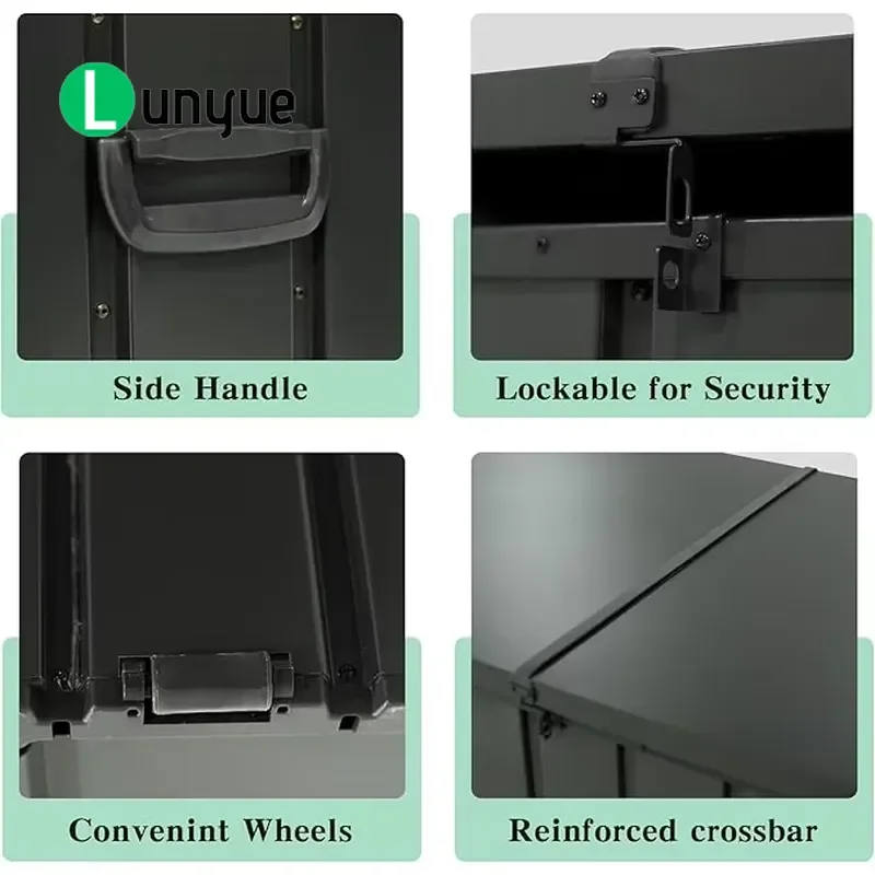 200 Gallon Metal Deck Box Waterproof Outdoor Storage Container with Lockable Lid Large Grey Pool Locker for Patio Garden
