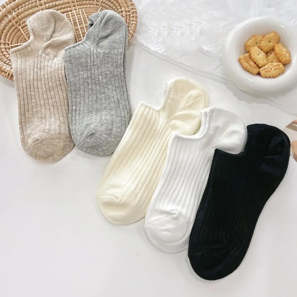 Solid Color Socks 10 Pairs of High Elasticity Thin Summer Socks with Anti-slip Silicone for Wear Outdoors Office Solid Color No