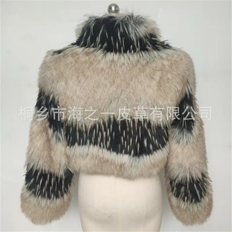 Faux Fur Coats for Women,Europe and America Jackets,Stand Collar Short Overcoat,Female Clothes,New,Autumn and Winter