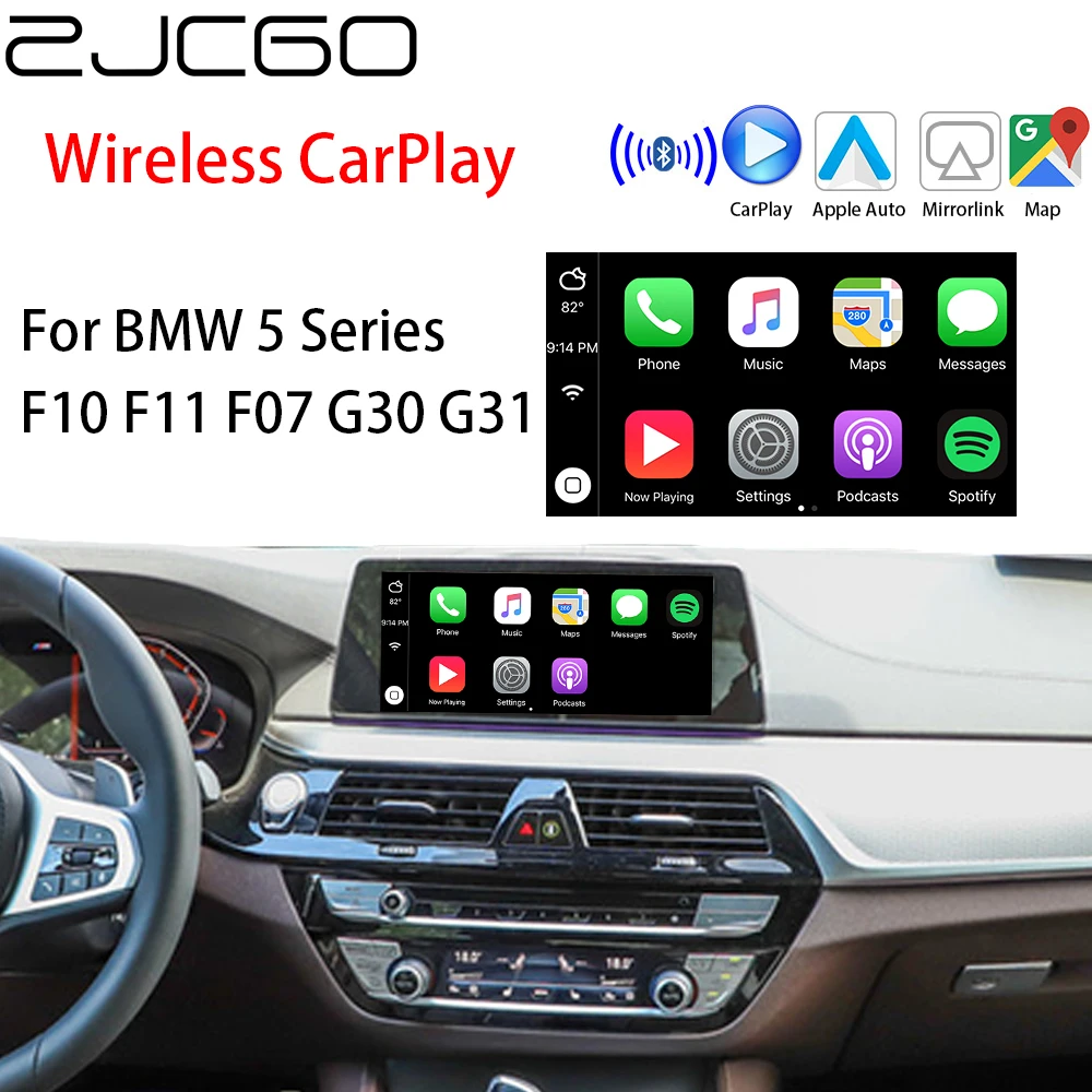 ZJCGO Wireless Apple CarPlay Android Auto interface adapter BOX For BMW 5 Series F10 F11 F07 G30 G31 CIC EVO NBT System