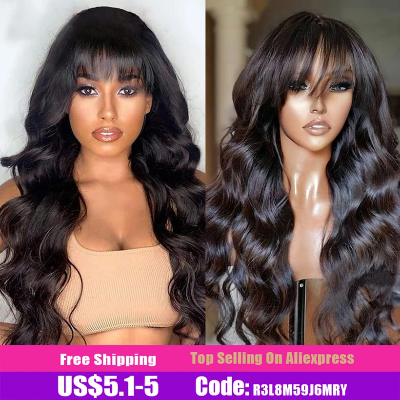 

Body Wave Lace Front Wig Human Hair Wigs With Bangs Glueless 13x4 Lace Frontal Wig Fringe Cheap Brazilian Wigs On Sale Clearance