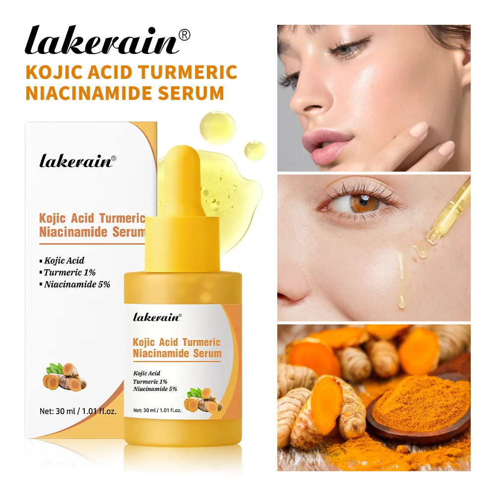 Kojic Acid Turmeric Niacinamide Serum Evenly Brightens Skin Tone Moisturizing Hydrating Soothing Facial Skin Care Serum
