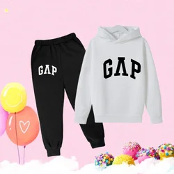 Children's Sports Hooded Suit Boys Cartoon Pattern Spring And Autumn Fashion Sweatshirt + Sweatpants Suit  Girl Pullover Tops