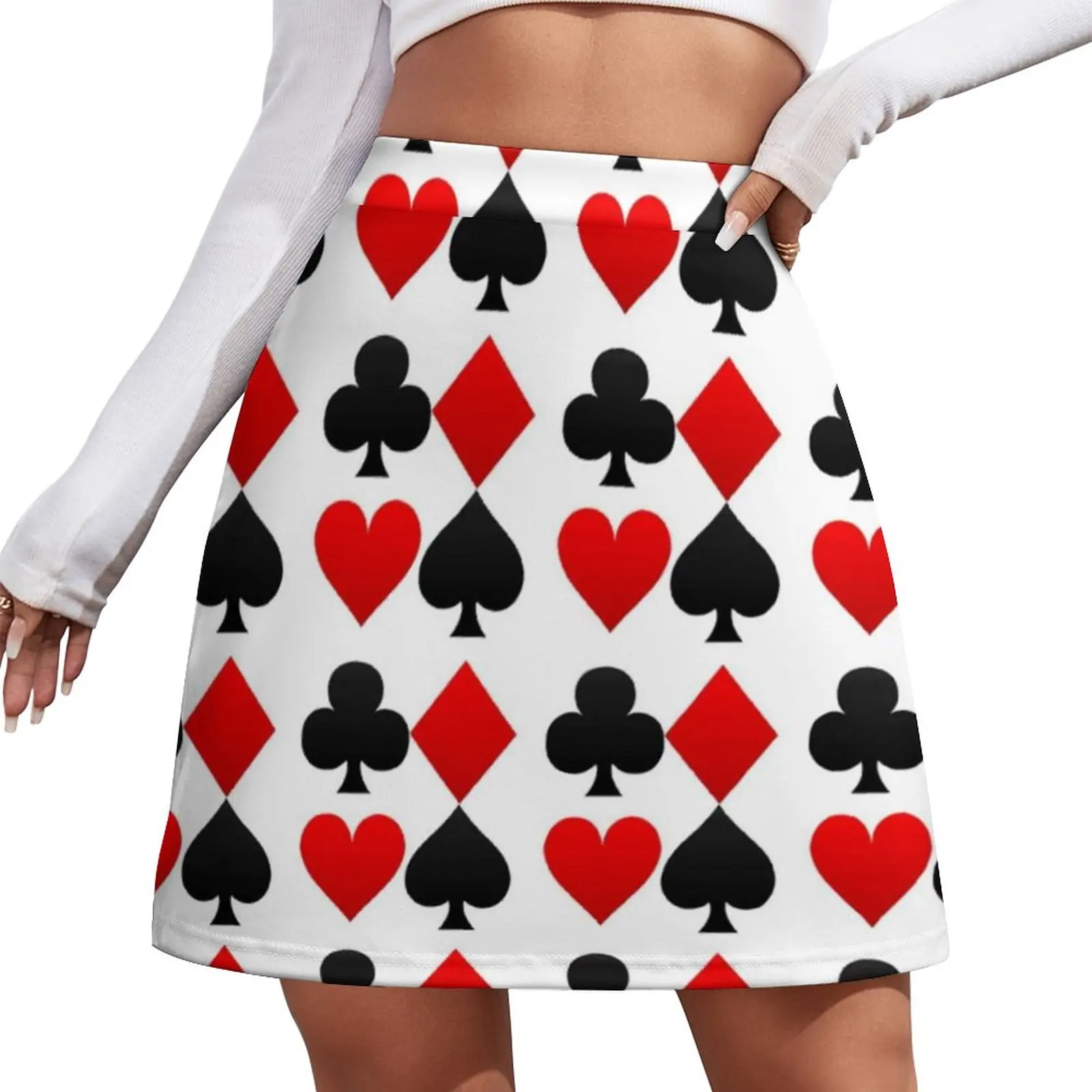 

Playing Poker Card A-line Skirt Hearts Diamonds Clubs Spades Y2K Casual Skirts Elegant Mini Skirt Print Clothes Birthday Gift