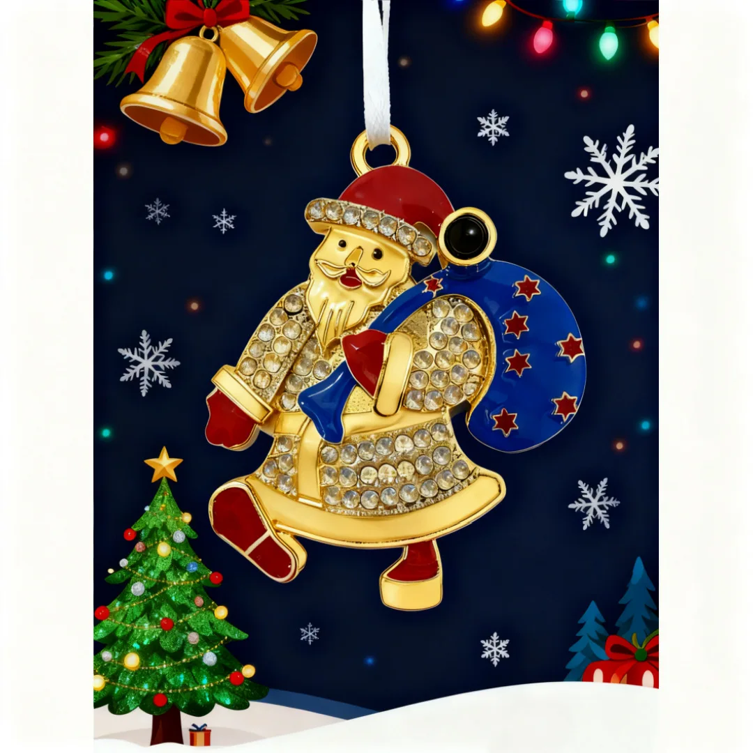 

Рождественский праздничный милый набор ключей с блестящими стразами, металлический Санта-Снеговик, подвеска на рождественскую елку, украшение