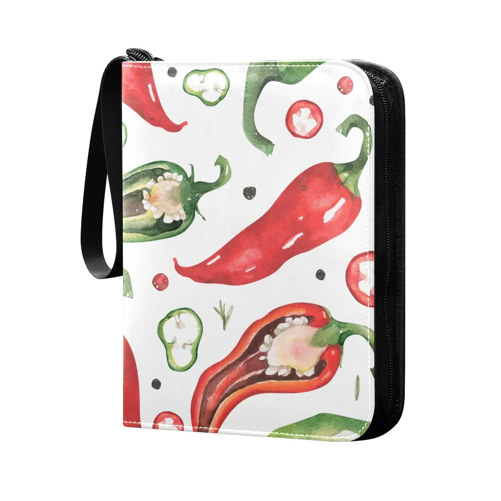 Chilli Hot Pepper Card Binder 4 Pocket Card Binder 400 Double Sided Pocket Album Sport Game Cards Unique Card Collection Storage