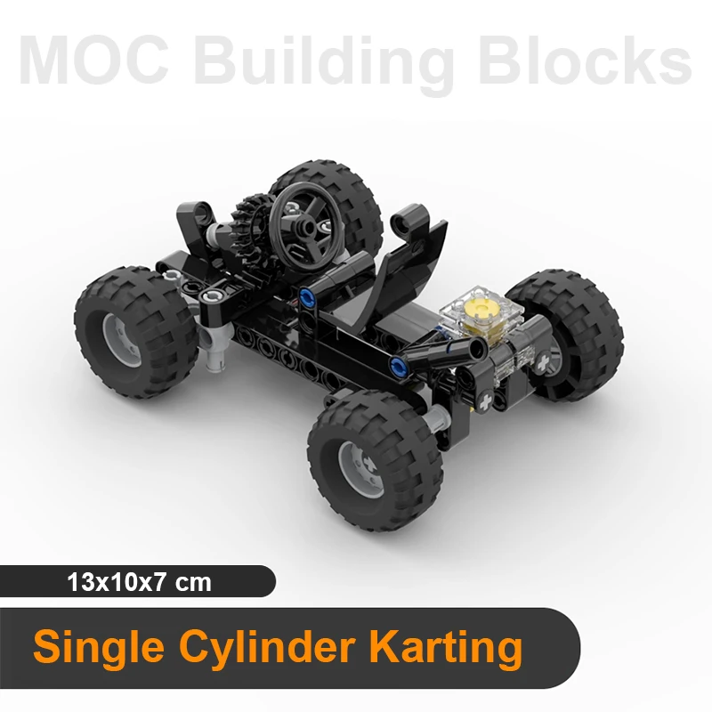 Kart de barra Horizontal, bloques de construcción MOC, Kart de dirección, Mini modelo de coche, motor, conexión de neumáticos, educación STEM para niños, regalos creativos