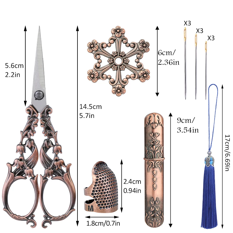 KRABALL zestawy nożyczek krawieckich do haftu nożyczki w stylu vintage styl europejski szycie nici do robótek ręcznych nożyczki z naparstkiem