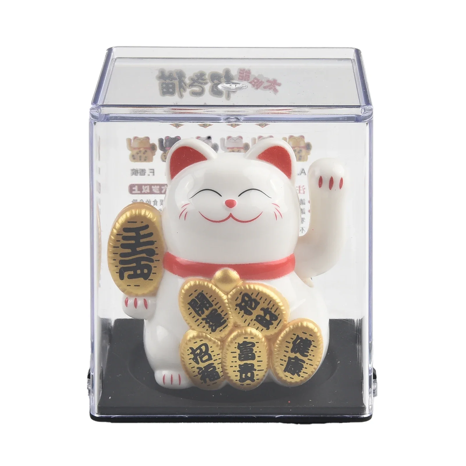 Solar Powered Maneki Neko Lucky Cat Welcoming Chinese Lucky Cat Waving Hand Beckoning Fortune Cat Figurines For Home Decor