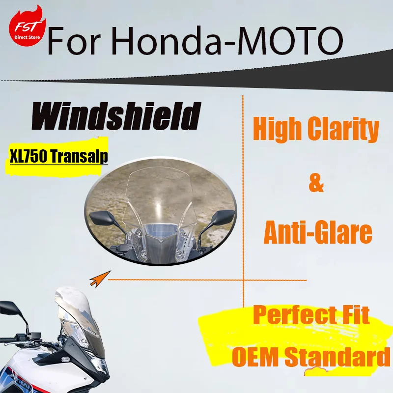 Durable Raised Wind Deflector Fit for XL750 Transalp, High Stability Front Windshield for Daily and Off-Road Use