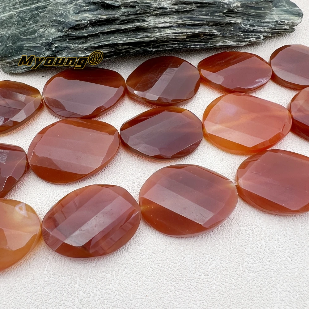 30x40MM 10PCS Large Natural Red Agates Cambered Oval Slice Pendant Focus Beads For DIY Jewelry Making MY240121