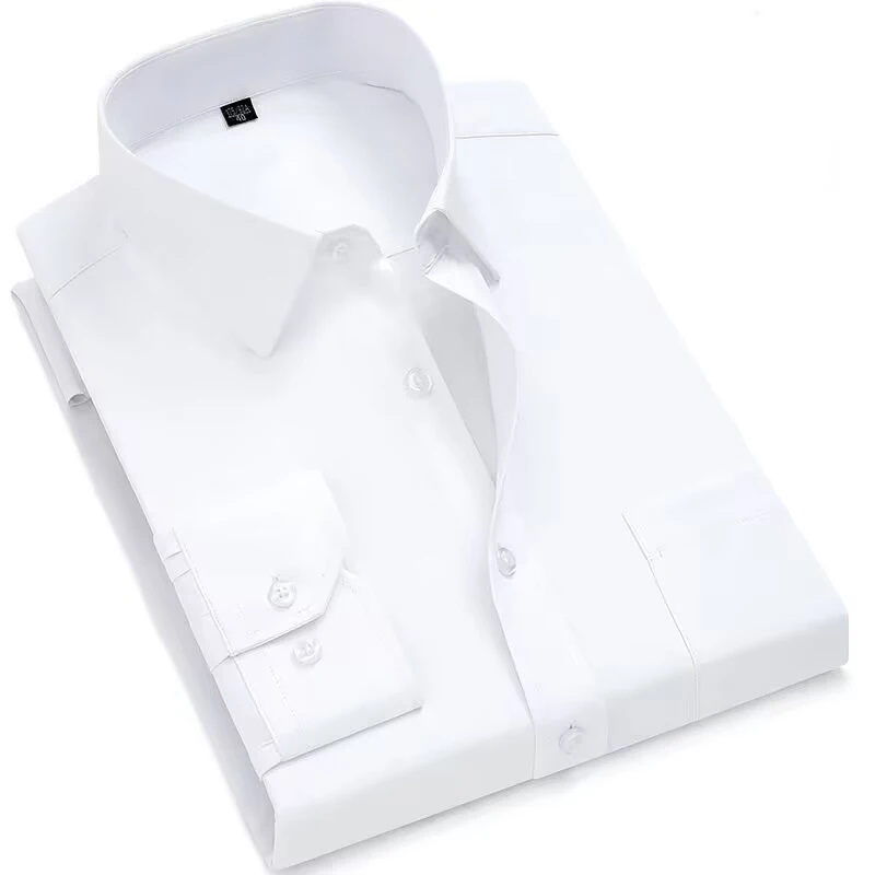 Men's Classic Dress Shirt Solid Color Black White Blue Gray Red Pink Chemise Homme Male Business Casual Long Sleeved Shirt