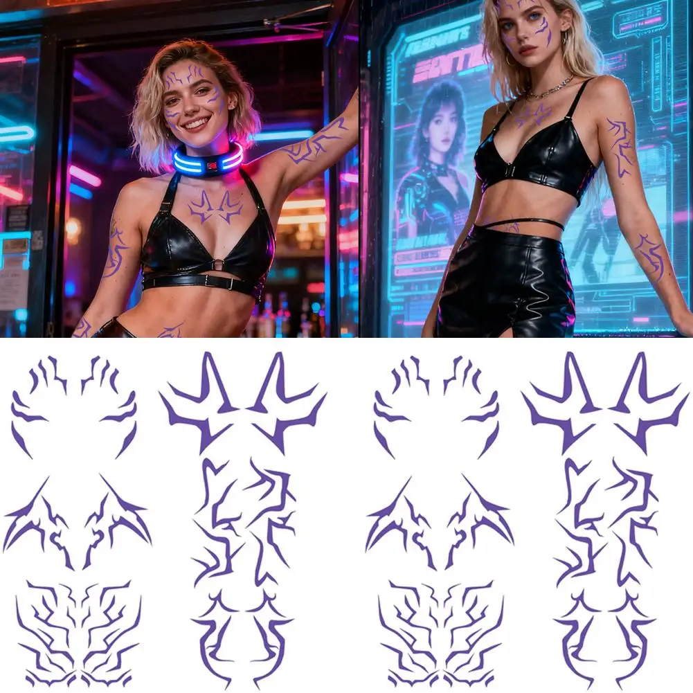 Purple tattoo stickers Kpop Demon Hunters Rumi Kang Temporary Tattoo Sticker Face And Body Tattoo Sticker For Halloween Party Gi