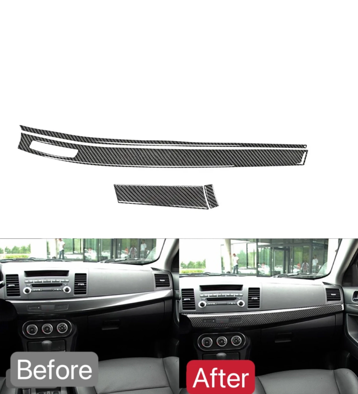 4 Pcs Car Dashboard Panel Cover Trim Carbon Fiber Look for Mitsubishi Lancer 2008 2009 2010 2011 2012 2013 2014 2015 Accessories